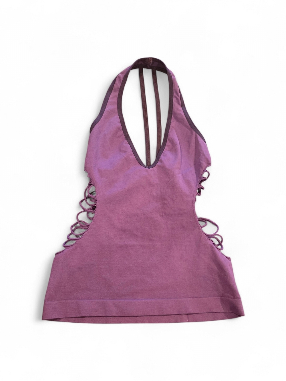 FP Movement by Free People Purple Strappy Halter Tank With Cut Out Sides Size S